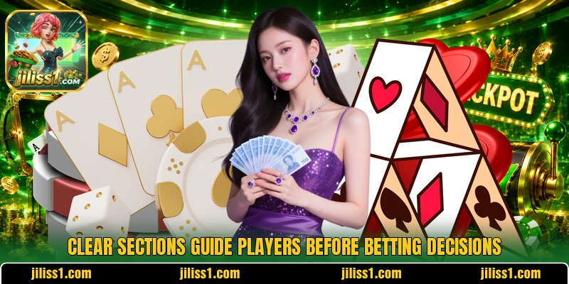 Clear sections guide players before betting decisions