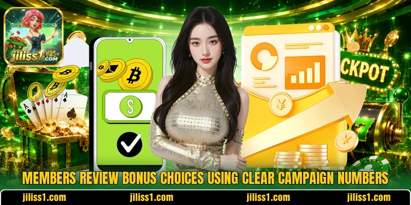 Members review bonus choices using clear campaign numbers Members review bonus choices using clear campaign numbers