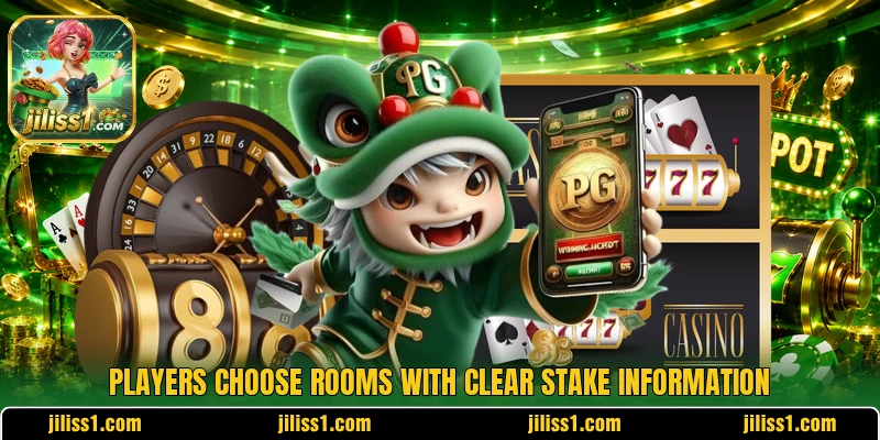 Players choose rooms with clear stake information