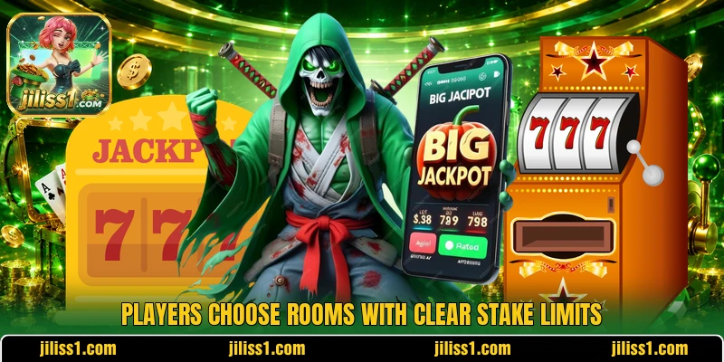 Players choose rooms with clear stake limits