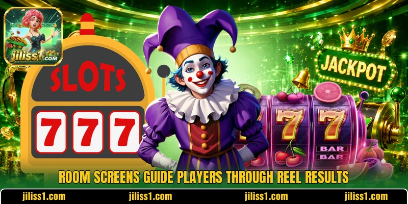 Room screens guide players through reel results