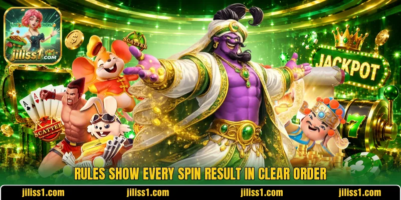 Rules show every spin result in clear order Rules show every spin result in clear order